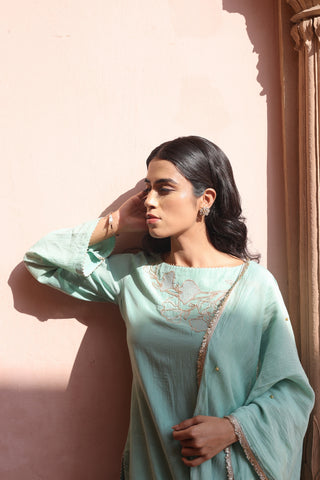 Firoza Boat Neck Kurta And Farsi Salwar Set