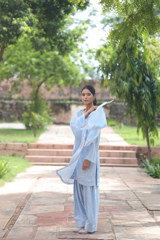 Fiza Boat Neck Kurta And Farsi Salwar Set