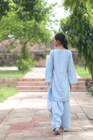 Fiza Boat Neck Kurta And Farsi Salwar Set