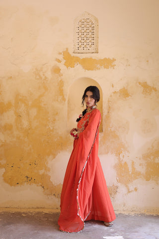 Gulnaar Centre Pleated Kali Kurta With Dupatta