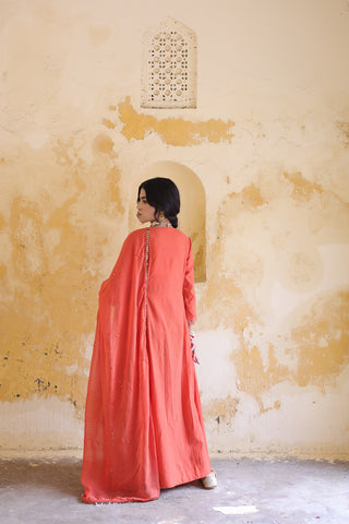 Gulnaar Centre Pleated Kali Kurta With Dupatta