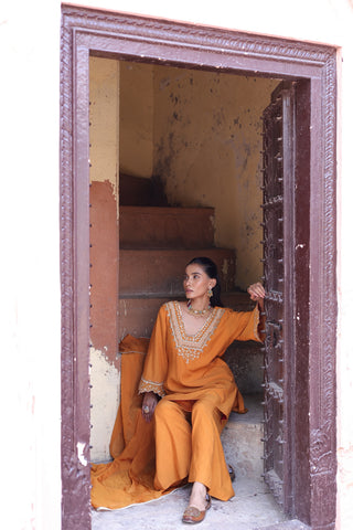 Kesar Glass Neck Kurta -bell Bottom Set