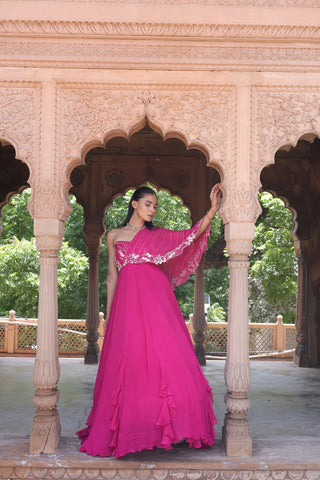 Ragini One Shoulder Drape Gown