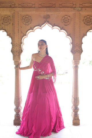 Ragini One Shoulder Drape Gown