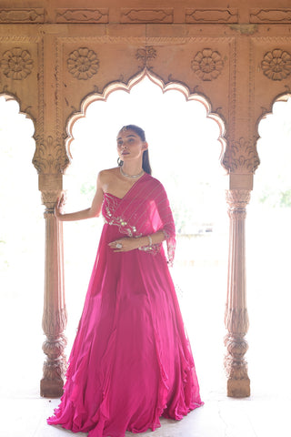 Ragini One Shoulder Drape Gown