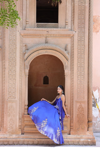 Noor Circular Pleated Skirt With Assymetrical Top