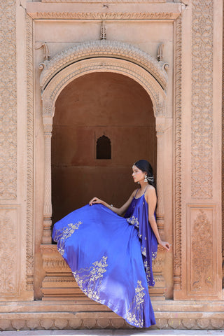 Noor Circular Pleated Skirt With Assymetrical Top