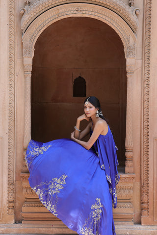 Noor Circular Pleated Skirt With Assymetrical Top