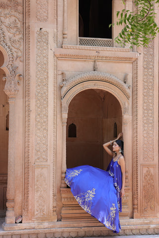 Noor Circular Pleated Skirt With Assymetrical Top