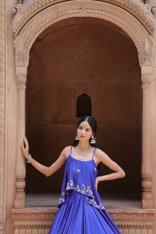 Noor Circular Pleated Skirt With Assymetrical Top