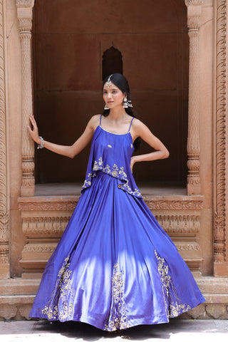 Noor Circular Pleated Skirt With Assymetrical Top