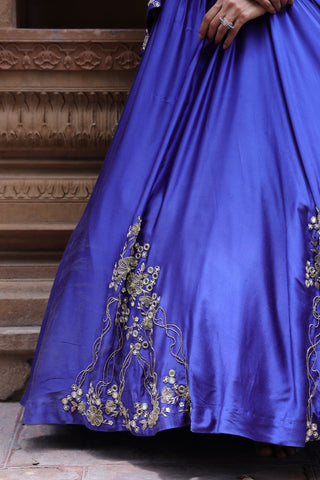 Noor Circular Pleated Skirt With Assymetrical Top