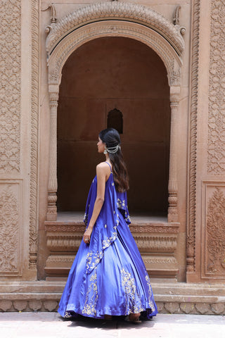 Noor Circular Pleated Skirt With Assymetrical Top