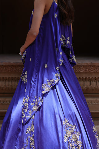 Noor Circular Pleated Skirt With Assymetrical Top