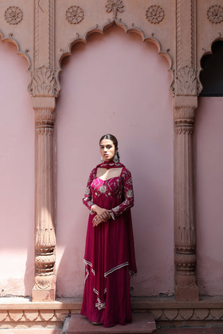 Gulaab Asymetrical Flared Kurta Palazo Set