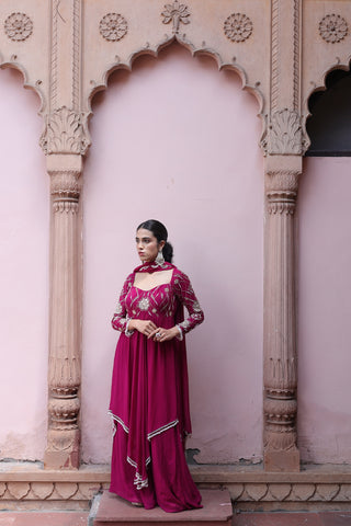 Gulaab Asymetrical Flared Kurta Palazo Set