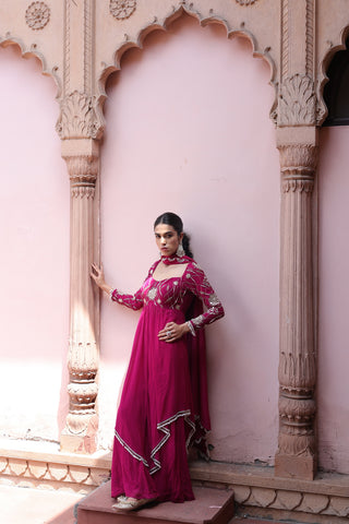 Gulaab Asymetrical Flared Kurta Palazo Set