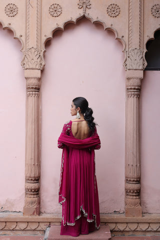 Gulaab Asymetrical Flared Kurta Palazo Set