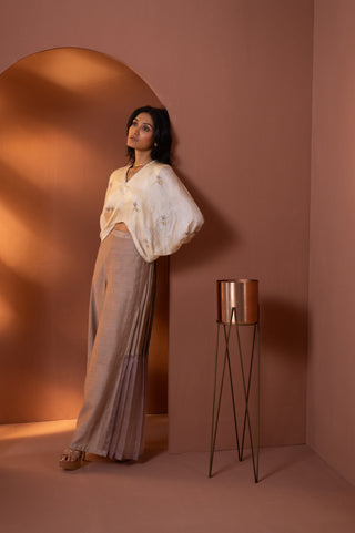 Tussar Silk Embroidered Top Set