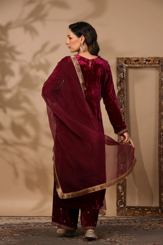 Elena Burgundy Velvet Suit