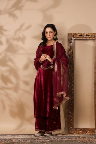 Elena Burgundy Velvet Suit