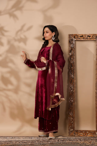 Elena Burgundy Velvet Suit