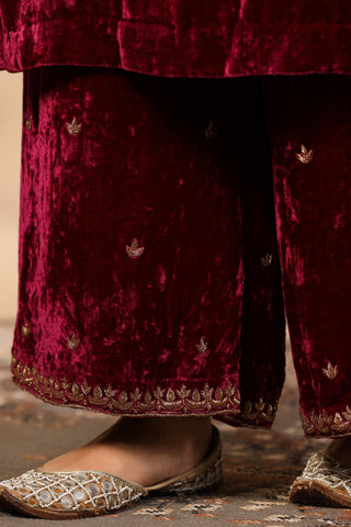 Elena Burgundy Velvet Suit