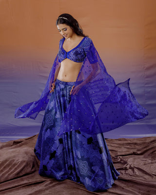 Abstract Azure Lehenga