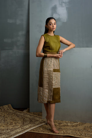 Silk Hand Embroidered Patchwork Dress