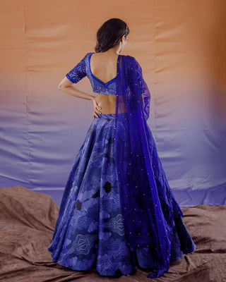 Abstract Azure Lehenga