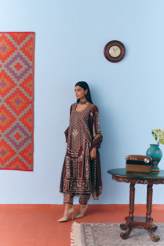 Umber Chanderi Kurta Set