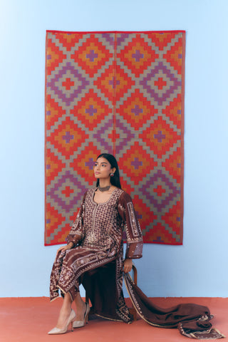 Umber Chanderi Kurta Set