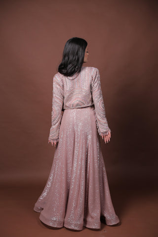 Dazzling Rose Pink Sequin Sharara Set