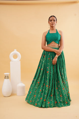 Green Ruhani Lehenga