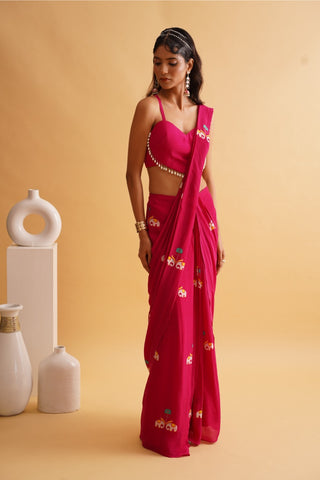 Fuchsia Pink Drape Nazakat saree