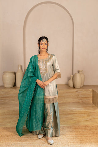 Teal Twill Kurta & Salwar Set