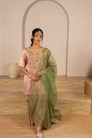 Peach Twill Kurta & Salwar Set