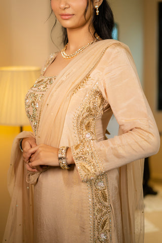 Champagne Gold Embroidered Kurta Set