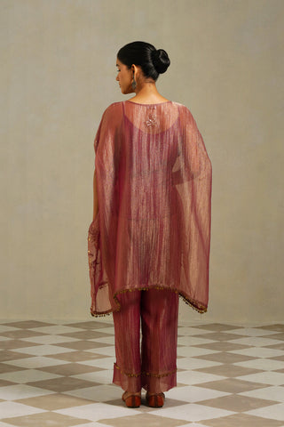 Adaa Muted Berry Kaftan Set with Palazzo