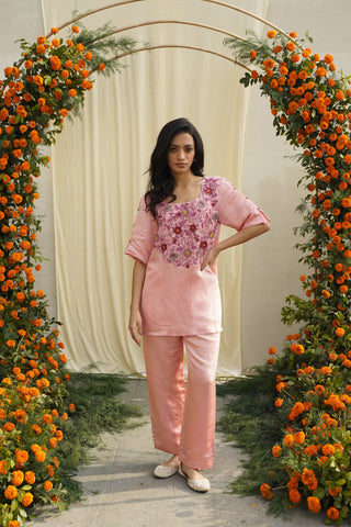 Pink Blush Linen Satin Coord Set