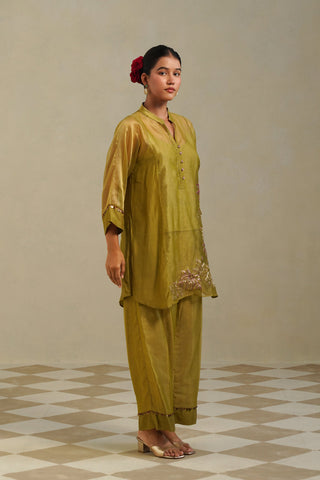 Vanya Lime Green Gold Kurta Co-ord Set