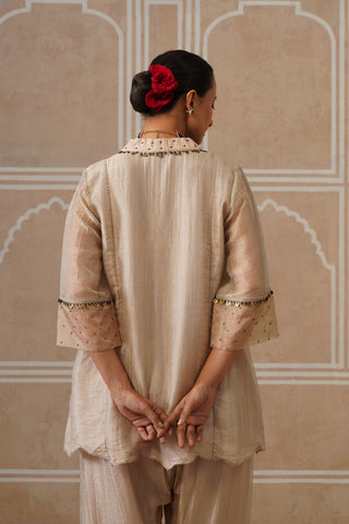 Meher Champagne Ivory Shirt Co-ord Set