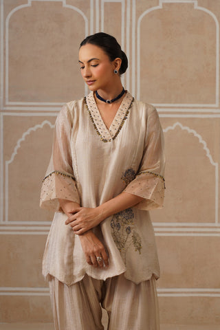 Meher Champagne Ivory Shirt Co-ord Set