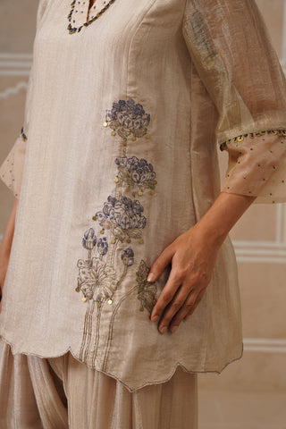 Meher Champagne Ivory Shirt Co-ord Set