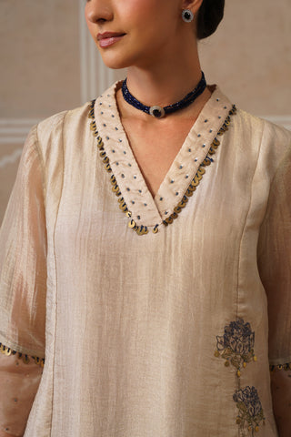 Meher Champagne Ivory Shirt Co-ord Set