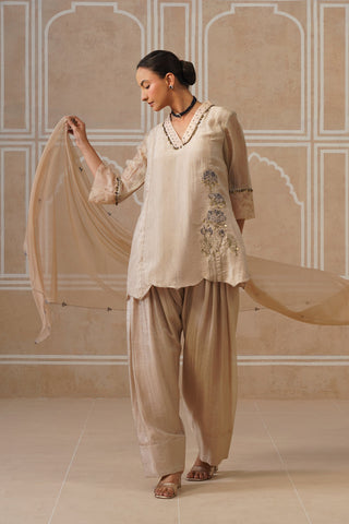Meher Champagne Ivory Shirt Co-ord Set