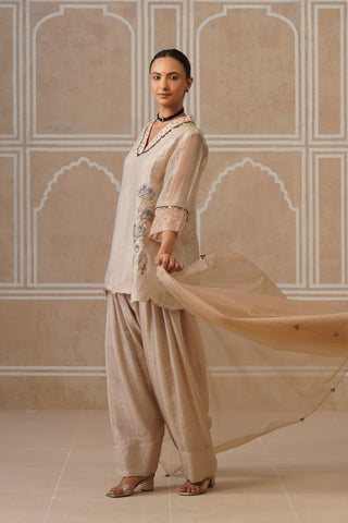 Meher Champagne Ivory Shirt Co-ord Set