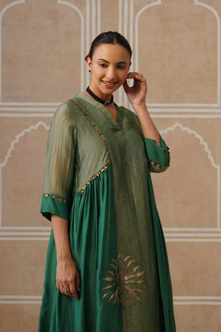 Anahita Forest Green Gathered Kurta Set with Palazzo