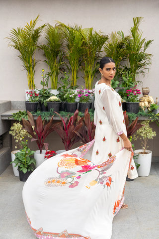 Ivory Glow Printed & Embroidered Kurta Set