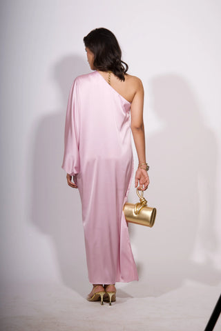 Rosé Aura One Shoulder Dress
